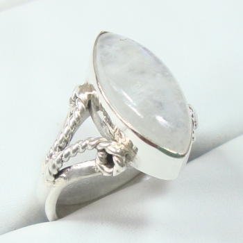Genuine silver rainbow moonstone ring
